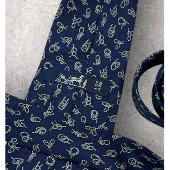 HERMÈS 771 UA Silk Tie FRANCE Blue Gray Rope Knot  W:3.2" EUC - Picture 2 of 6